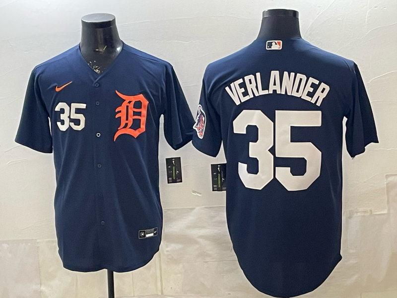 Men Detroit Tigers #35 Verlander blue Game Nike MLB Jersey032100102->->MLB Jersey